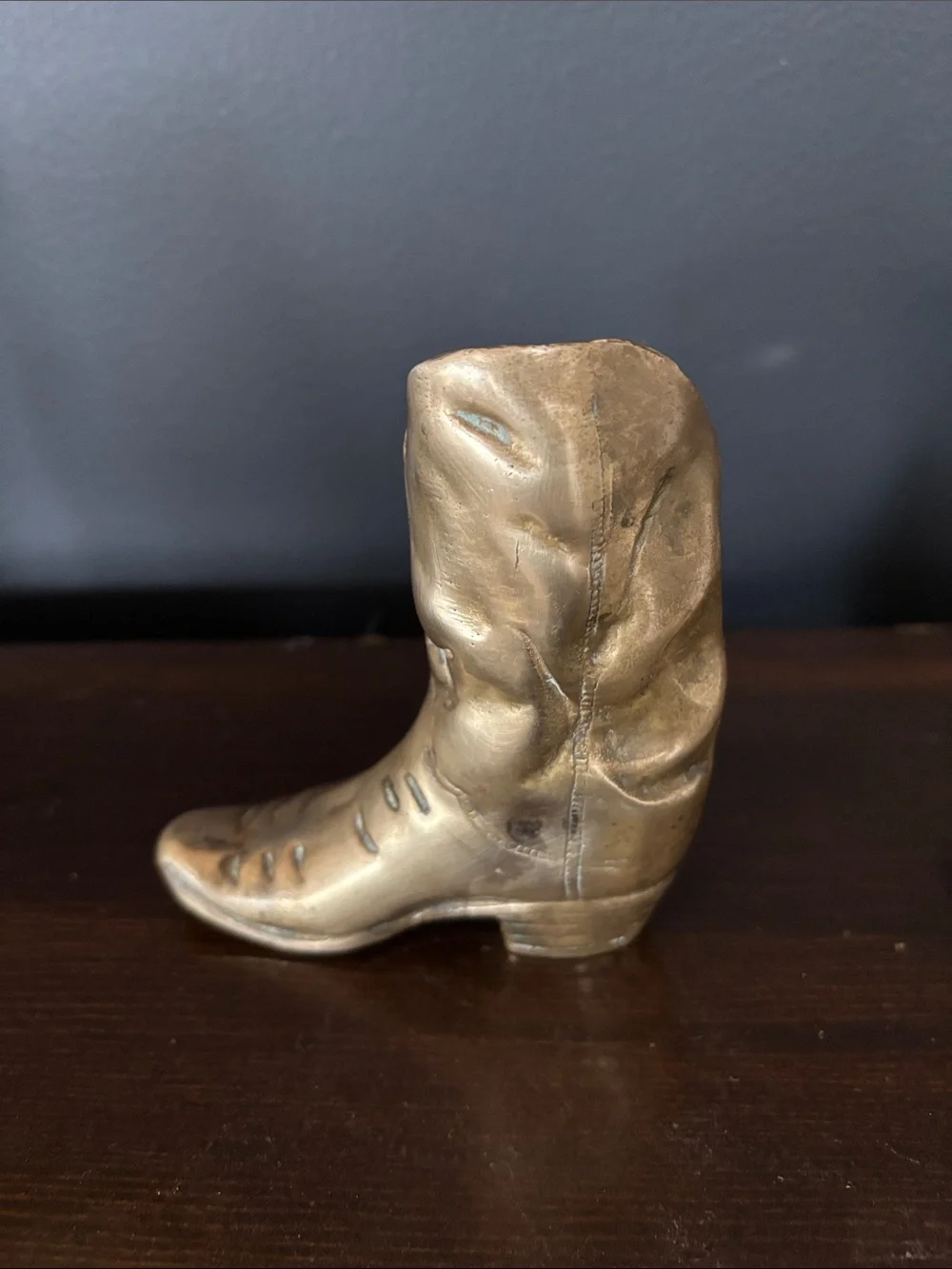 Vintage Pair of Brass Cowboy Boots Andrea by Sadek Western Rustic Decor 4” Tall
